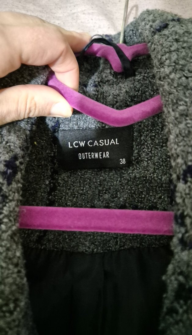 Gri Düğmeli Midi Kadın Yün Kaban - Görsel 4