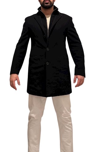 Amerikan designer John Varvatos Siyah kaşe kaban - Görsel 3