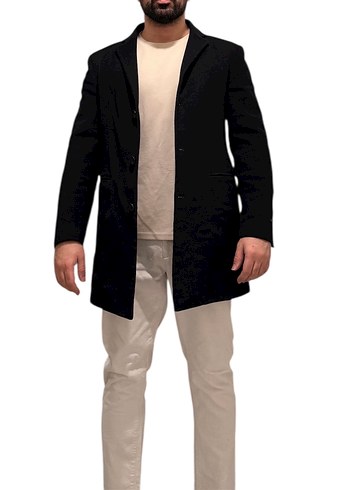 Amerikan designer John Varvatos Siyah kaşe kaban - Görsel 5