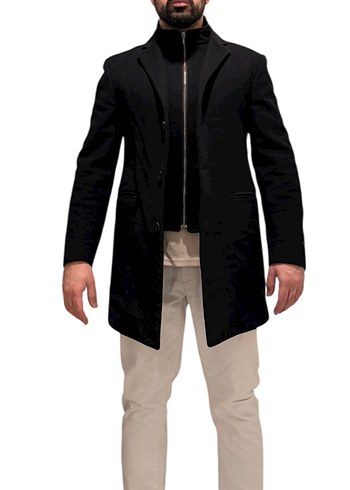 Amerikan designer John Varvatos Siyah kaşe kaban - Görsel 2