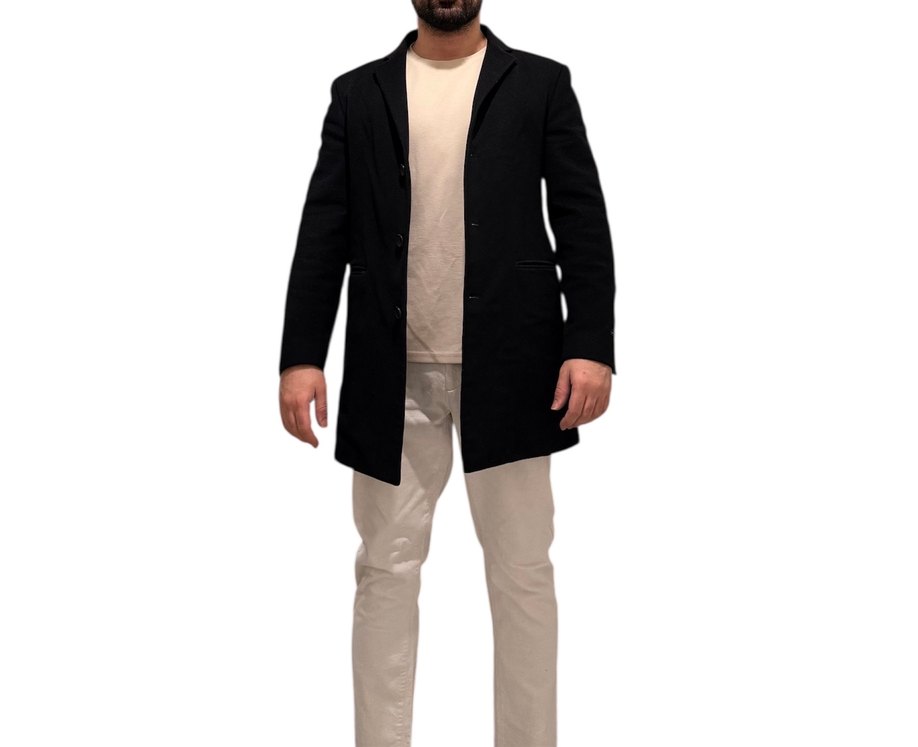 Amerikan designer John Varvatos Siyah kaşe kaban - Görsel 4