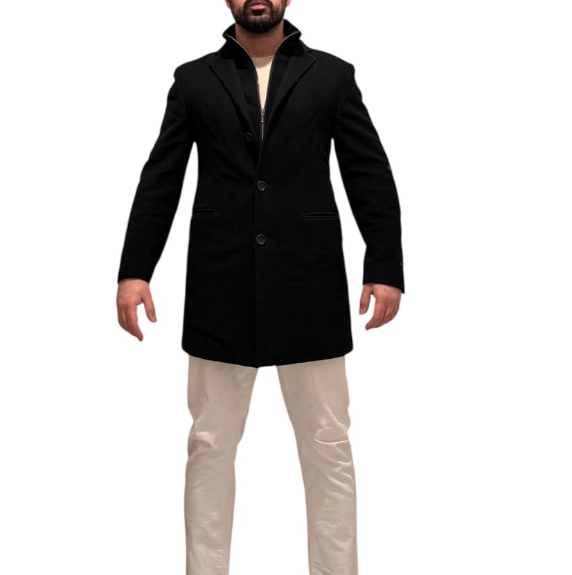 Amerikan designer John Varvatos Siyah kaşe kaban - Görsel 3