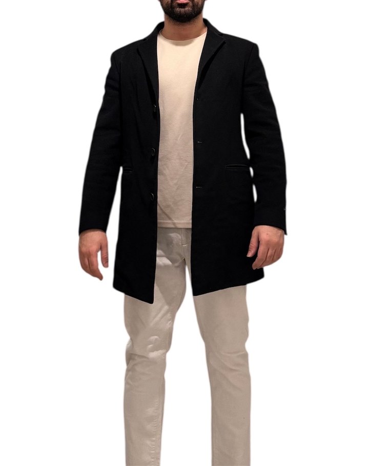 Amerikan designer John Varvatos Siyah kaşe kaban - Görsel 5