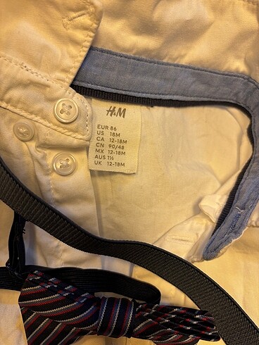 1 Yaş Beden beyaz Renk H&M Papyonlu Şort Gömlek Takım