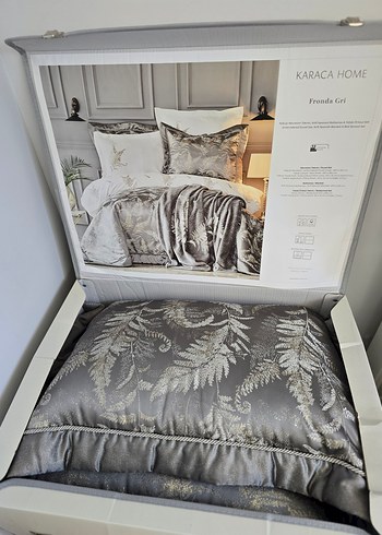 Karaca Home Fronda Gri Desenli Nevresim Takımı