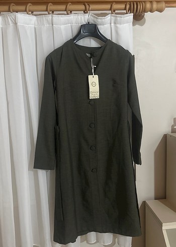 Düğmeli Uzun Kollu haki  Kadın Tunik - Görsel 3