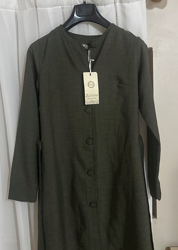 Düğmeli Uzun Kollu haki  Kadın Tunik - Görsel 4