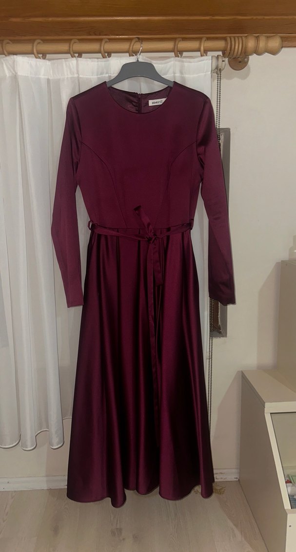 40 beden bordo saten  abiye - Görsel 2