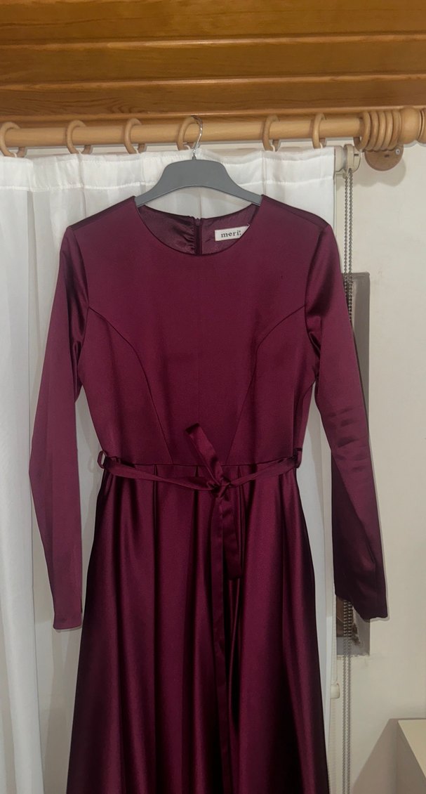 40 beden bordo saten  abiye - Görsel 3