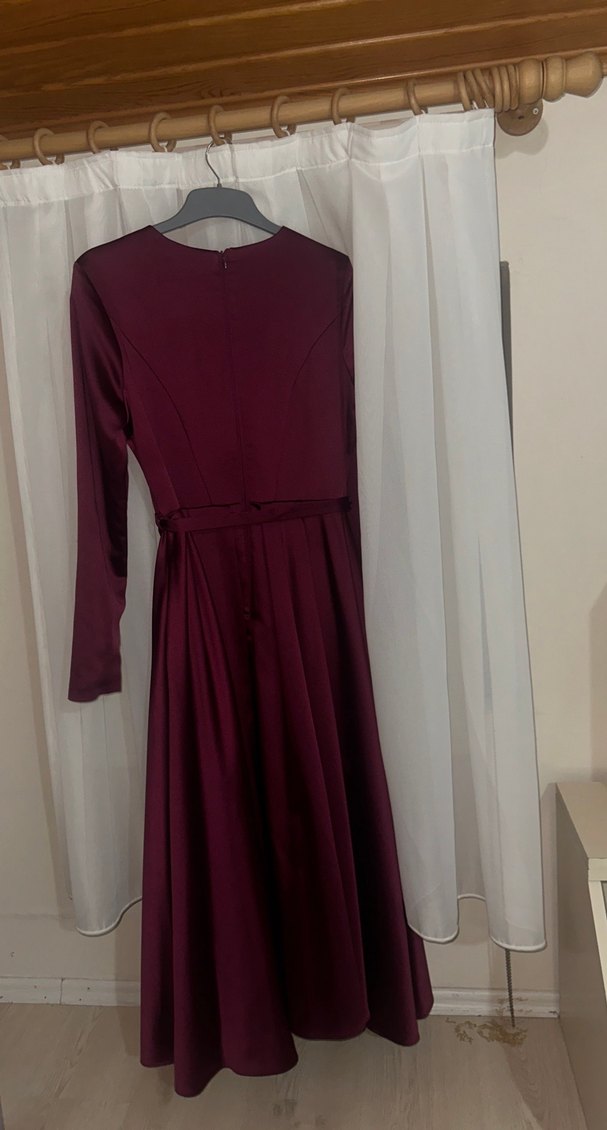 40 beden bordo saten  abiye - Görsel 4