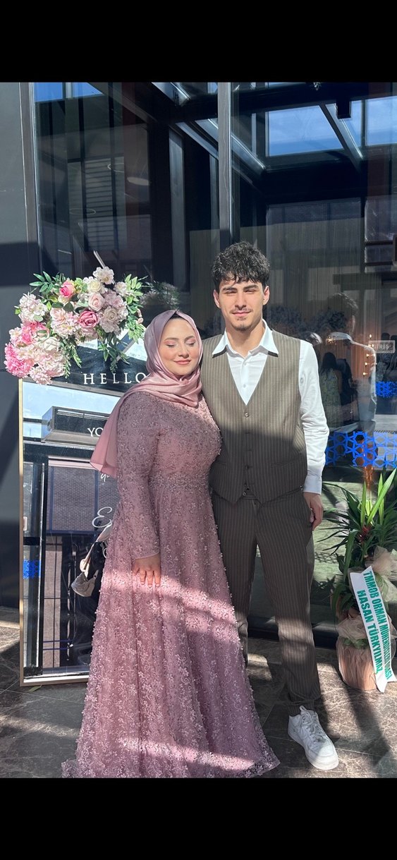 Pembe Uzun Dökümlü parlak  Elbise - Görsel 4