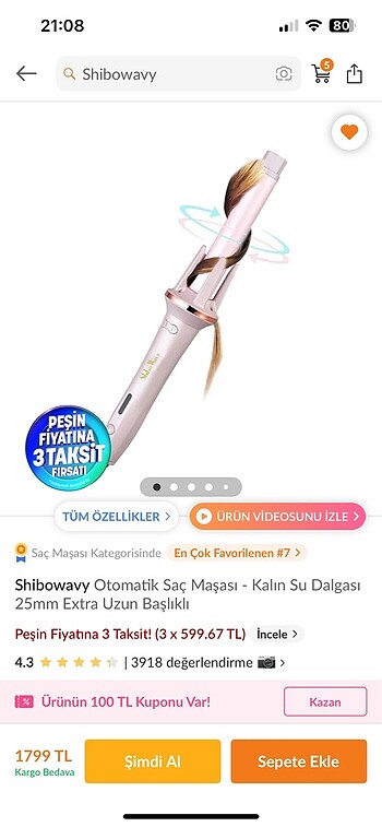 Otomatik saç maşası