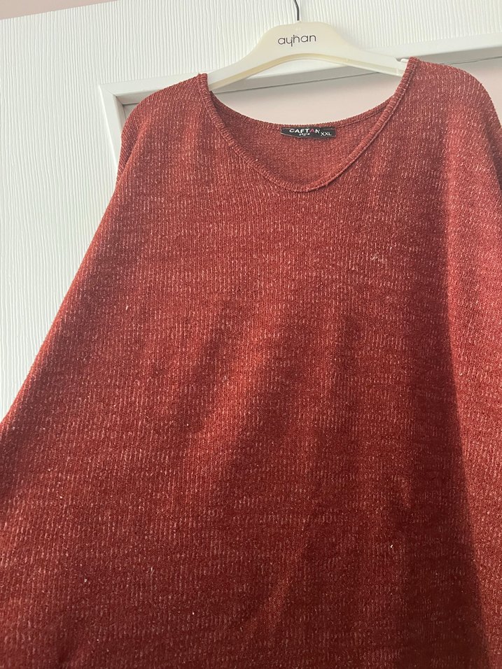 Bordo Örgü Kadın Triko Kazak - Görsel 4