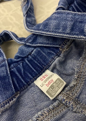 Kızlar İçin Mavi Denim Askılı Bol Kesim Tulum - Görsel 2