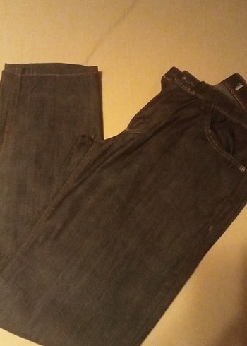 Kahverengi Kemerli  kadın Denim Pantolon - Görsel 3