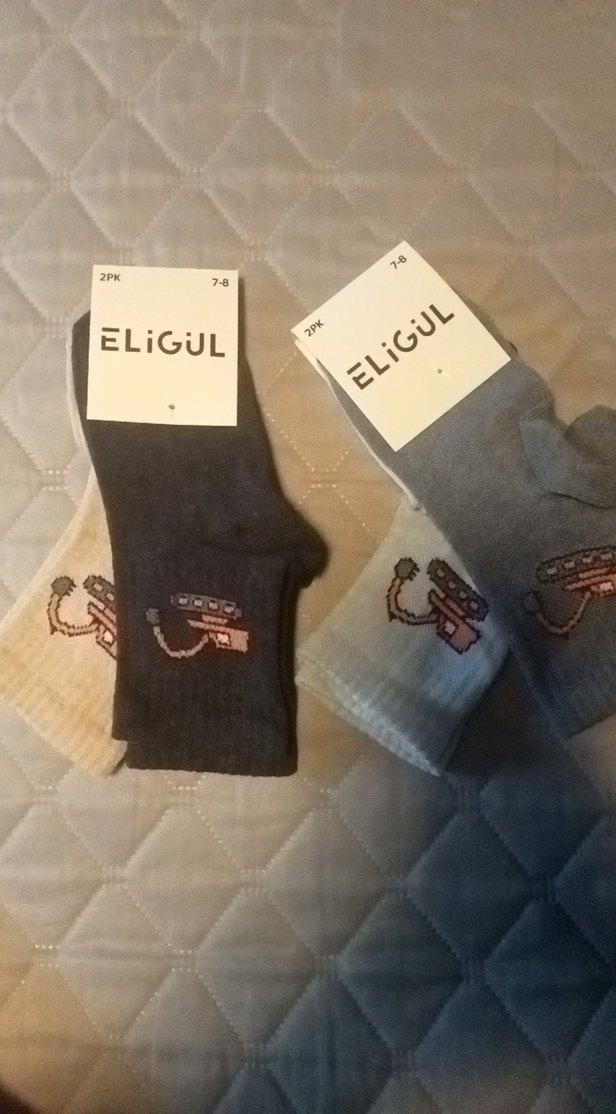 erkek Çocuk Gri Nakışlı Sıcak Çorap 2'li 
4 cift - Görsel 5