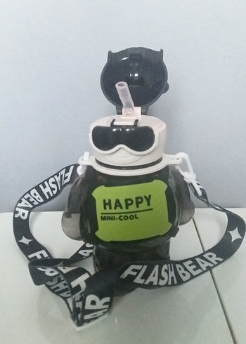 Renkli Siyah Ayı Figürlü Çocuk Termos suluk - Görsel 4