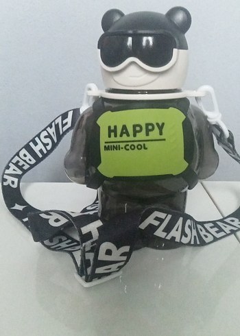 Renkli Siyah Ayı Figürlü Çocuk Termos suluk - Görsel 3