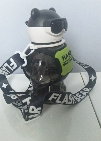 Renkli Siyah Ayı Figürlü Çocuk Termos suluk - Görsel 6