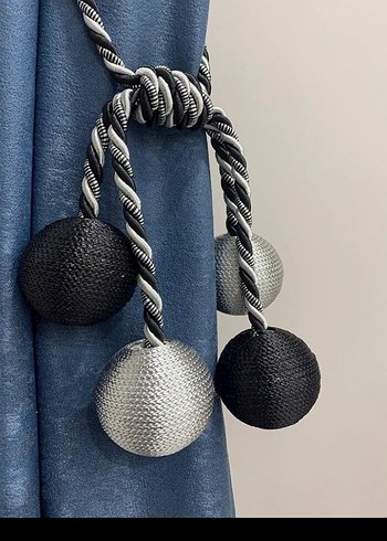 Gri Çizgili Modern Perde Bağı - Görsel 2