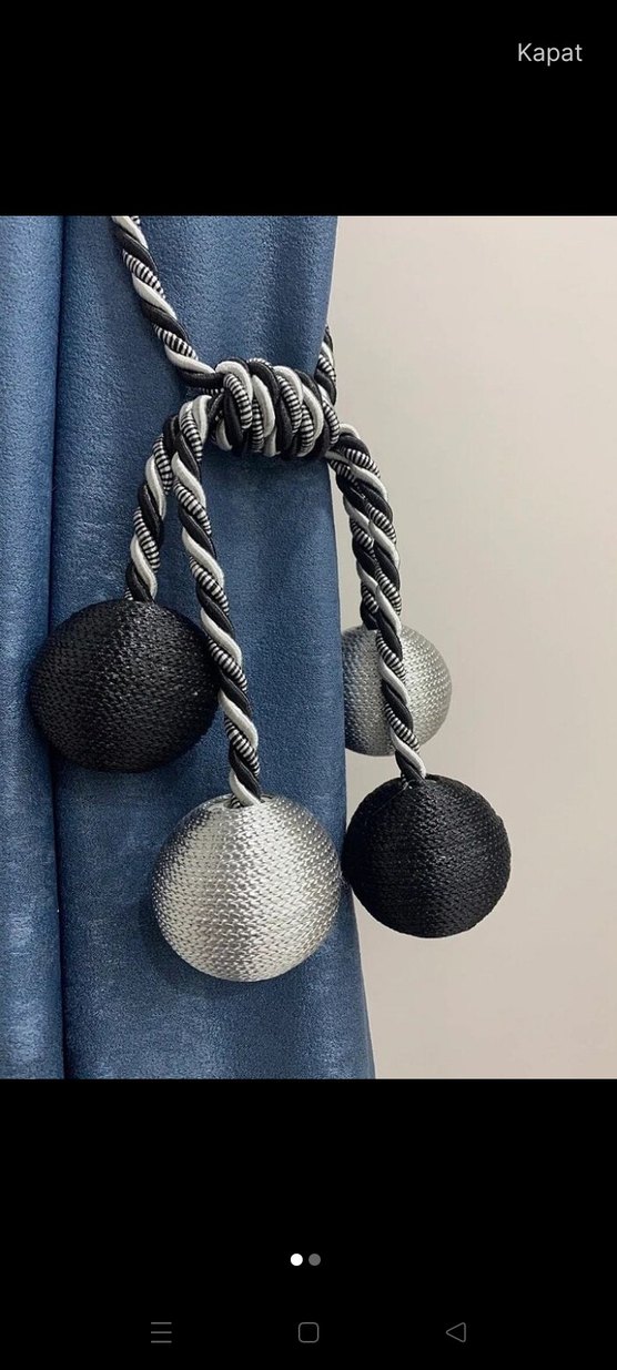 Gri Çizgili Modern Perde Bağı - Görsel 2