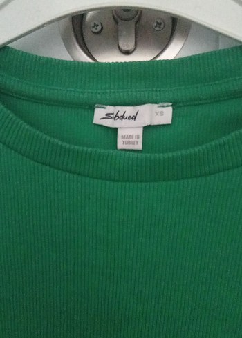 s Beden Yeşil Kadın Crop Top Kısa Kollu