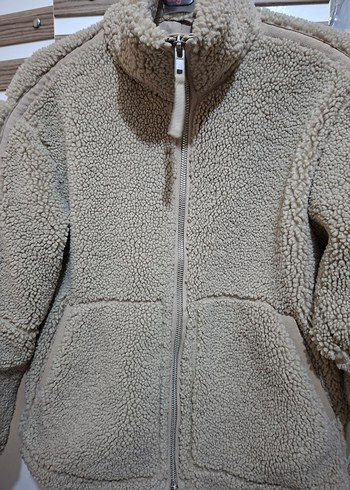 Kadın Bej Kürklü Polar Ceket - Görsel 4