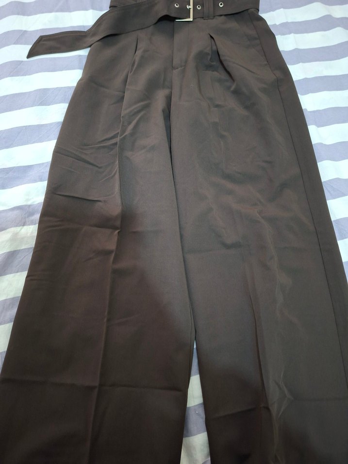 Kemerli Kahverengi Kadın Kumaş Pantolon - Görsel 4