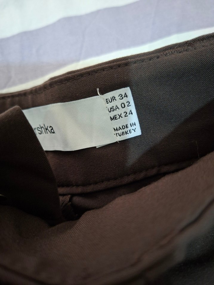 Kemerli Kahverengi Kadın Kumaş Pantolon - Görsel 3