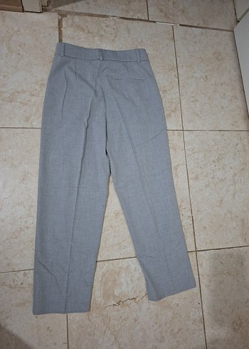 Gri Keten Kadın Pantolon Midi Boy - Görsel 4