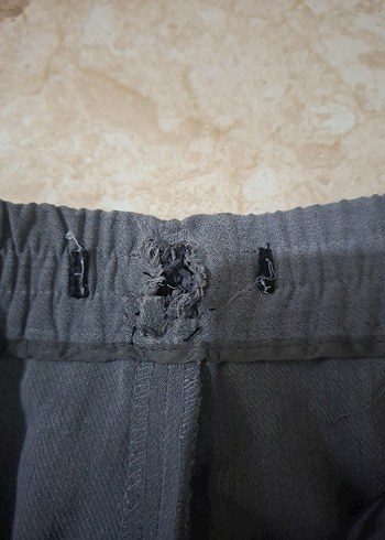 Gri Regular Fit Keten Kumaş Kadın Pantolon - Görsel 3