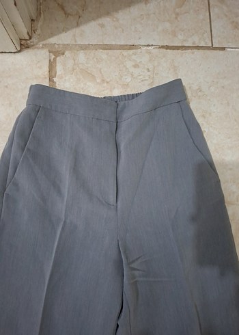 Gri Regular Fit Keten Kumaş Kadın Pantolon - Görsel 2