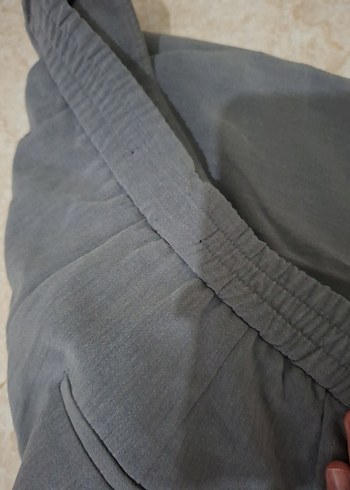 Gri Regular Fit Keten Kumaş Kadın Pantolon - Görsel 4