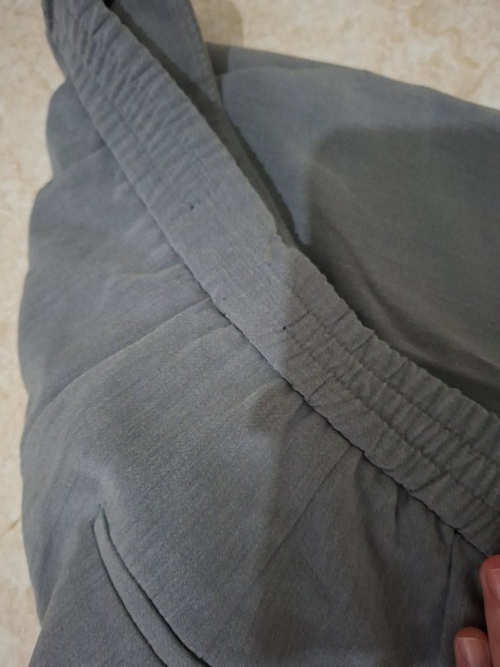 Gri Regular Fit Keten Kumaş Kadın Pantolon - Görsel 4