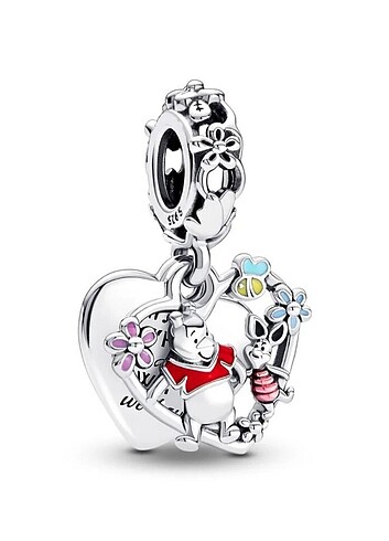 Winnie the Pooh ve Piglet Kalp Charm 
