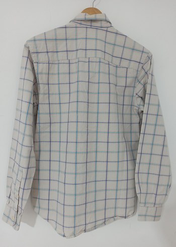 Erkek Beyaz Kareli Uzun Kollu Gömlek - Görsel 3