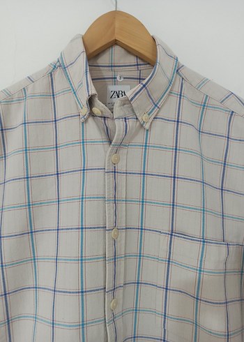 Erkek Beyaz Kareli Uzun Kollu Gömlek - Görsel 2