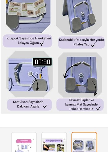 Mor Desenli Reformer Pilates Tahtası