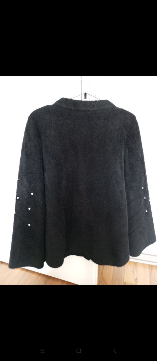 Düğmeli Siyah Mini Triko Kadın Kaban - Görsel 2