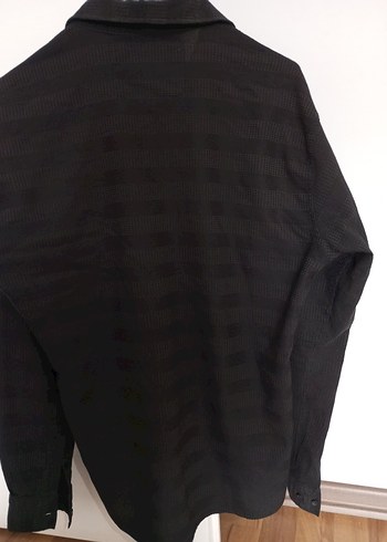 Düğmeli Siyah Erkek Uzun Kollu Gömlek - Görsel 3