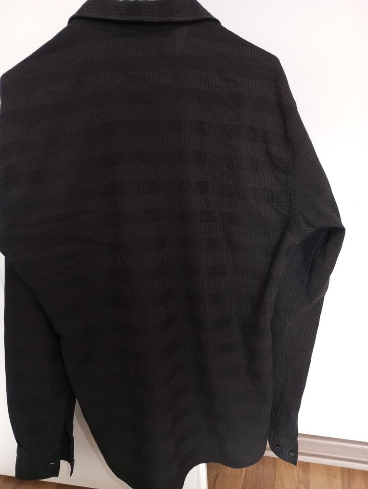 Düğmeli Siyah Erkek Uzun Kollu Gömlek - Görsel 3