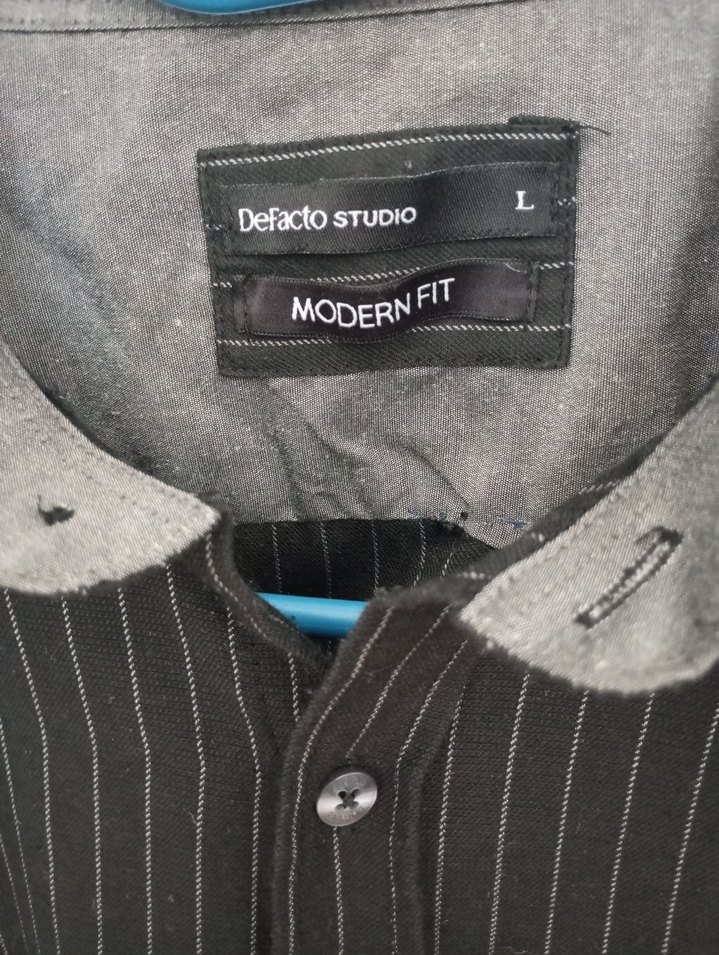 Düğmeli Gri Erkek Keten Gömlek - Görsel 2