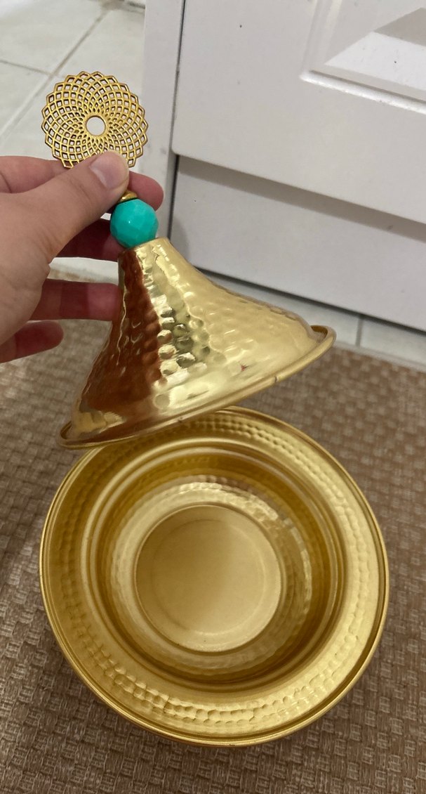 İşlemeli Parlak Altın Kapaklı lokumluk - Görsel 2