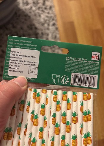 Ananas Desenli Renkli Parti Pipetleri - Görsel 3