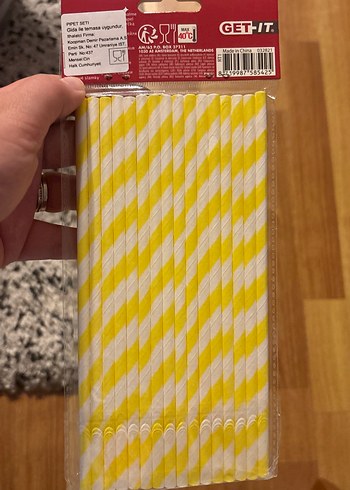 16'lı Sarı Kağıt Pipet - Görsel 2