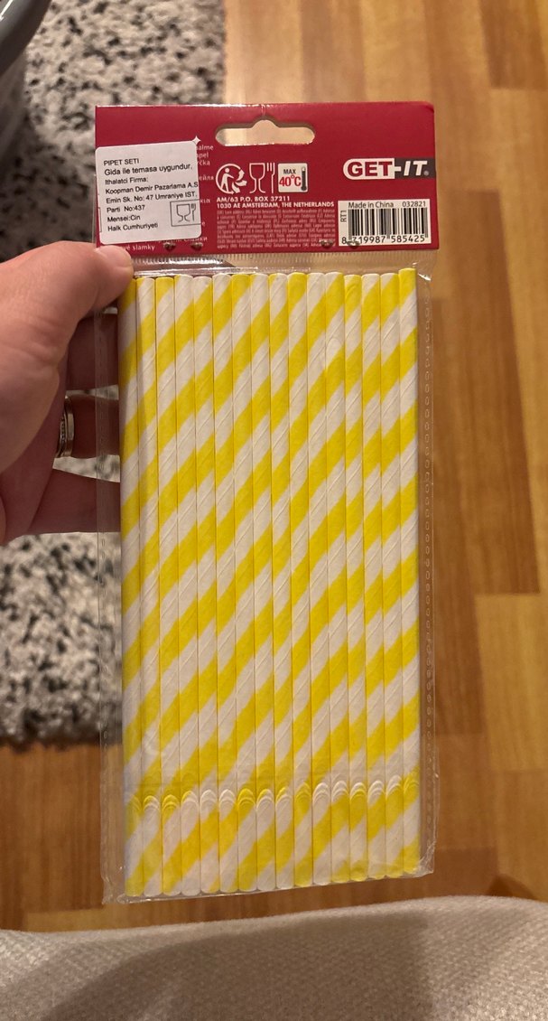 16'lı Sarı Kağıt Pipet - Görsel 2