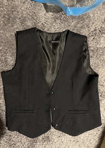 Trendyol & Milla Düğmeli siyah Kadın Yelek, Notched Lapel