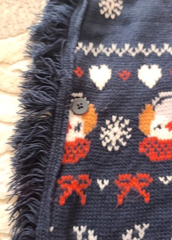 Kapüşonlu Nakışlı Kız Panço - Görsel 4