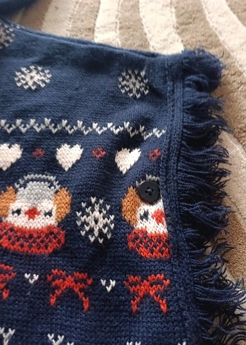 Kız Çocuk Çok Renkli Nakışlı Örgü Panço - Görsel 3