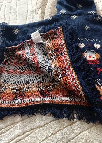 Kız Çocuk Çok Renkli Nakışlı Örgü Panço - Görsel 7